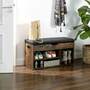 Garderobenbank Holz Kunstleder Schwarz Braun 3