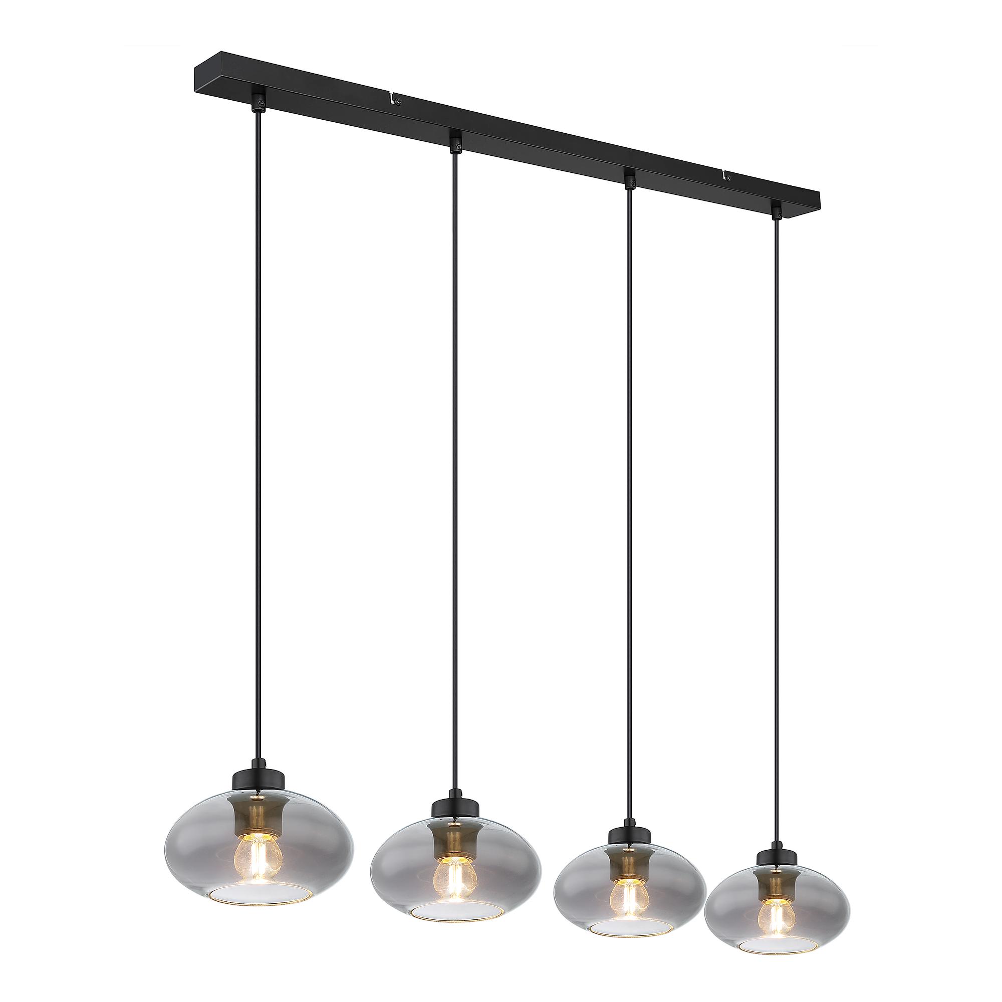 Pendant light Shaun TypeA 4-light smoked glass iron 4
