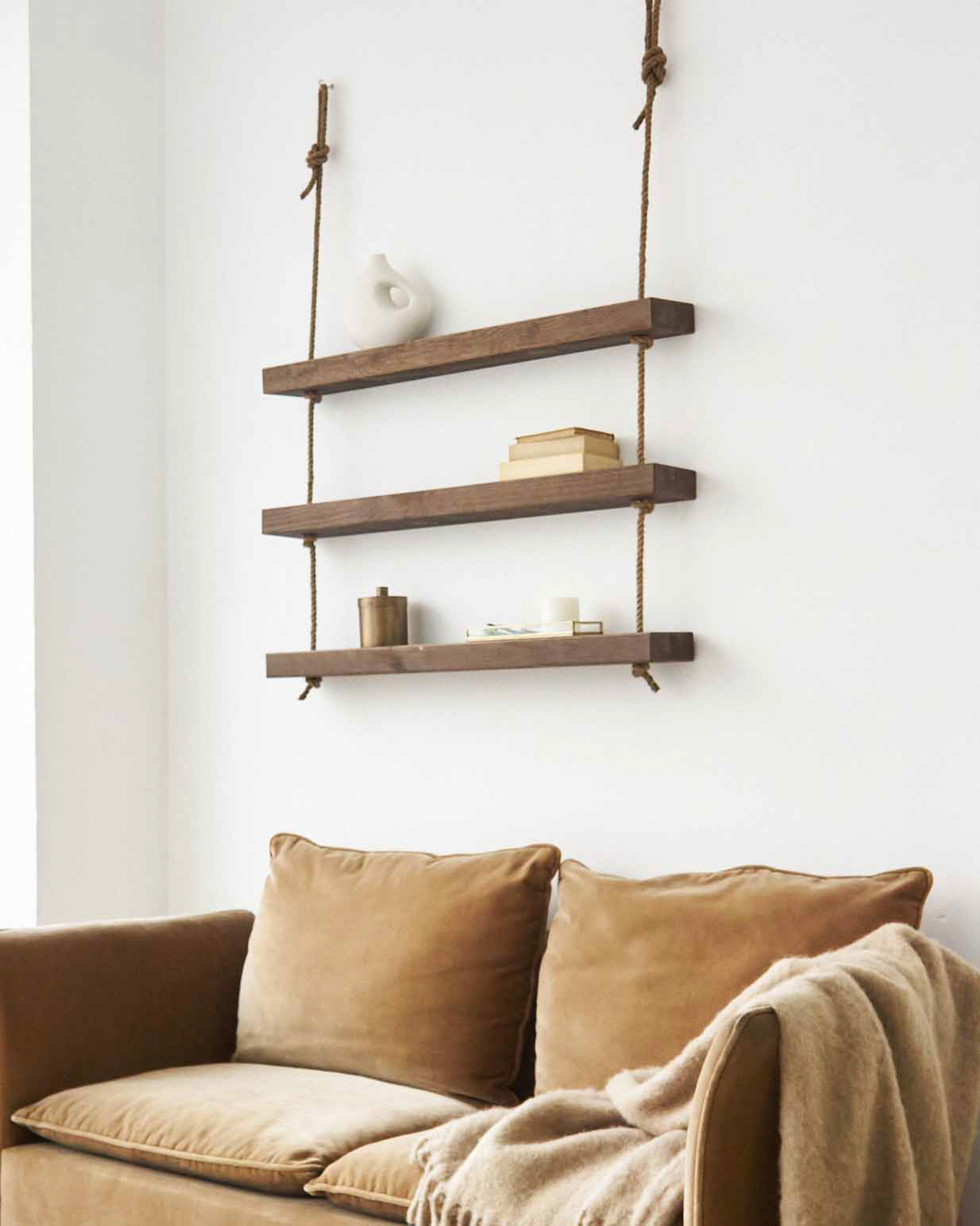 Makemba Regal Drei Regalbretter Holz Nussbaum Gealtert 2