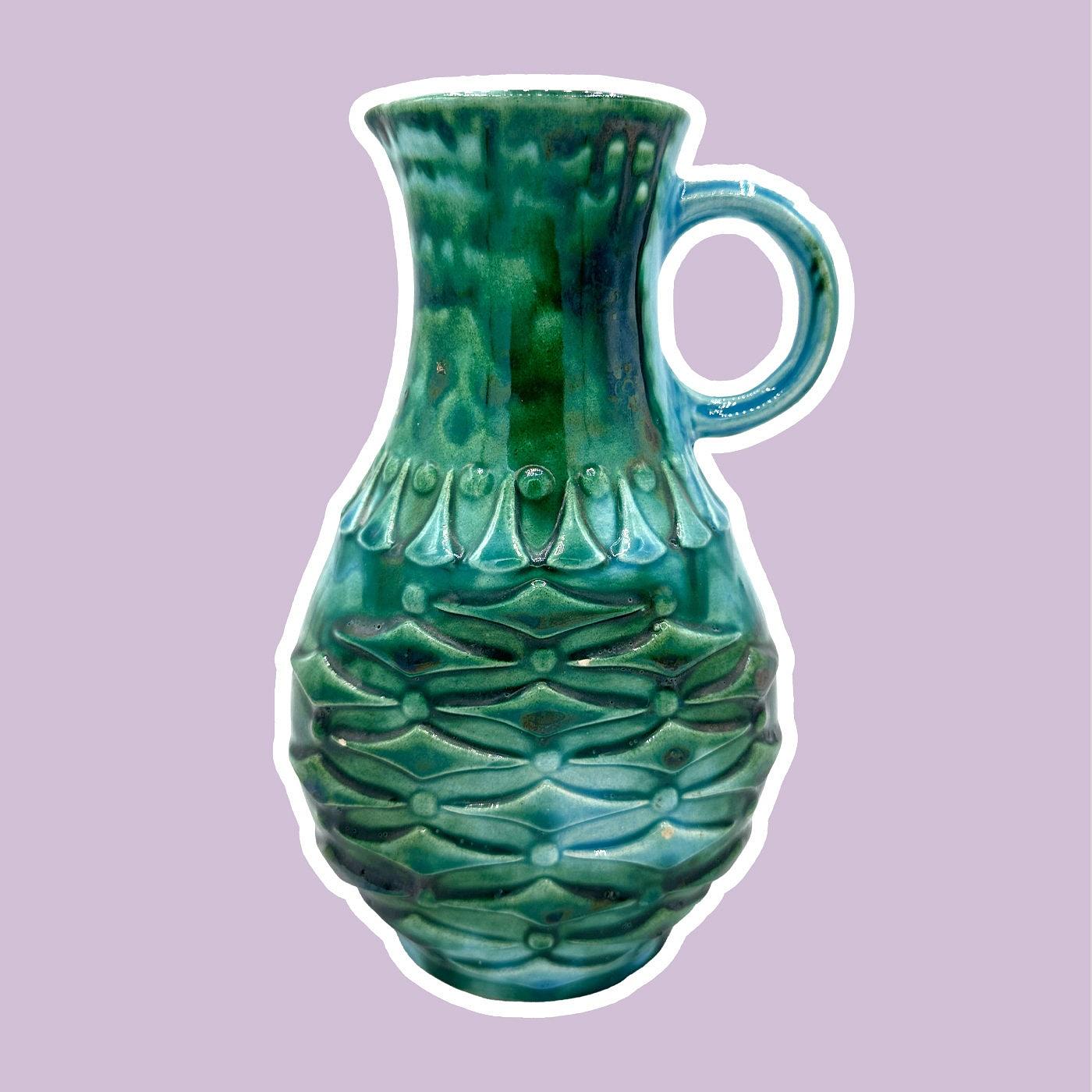 Vintage 1651 20 Fat Lava Henkelvase Keramik 1970er Jahre 0