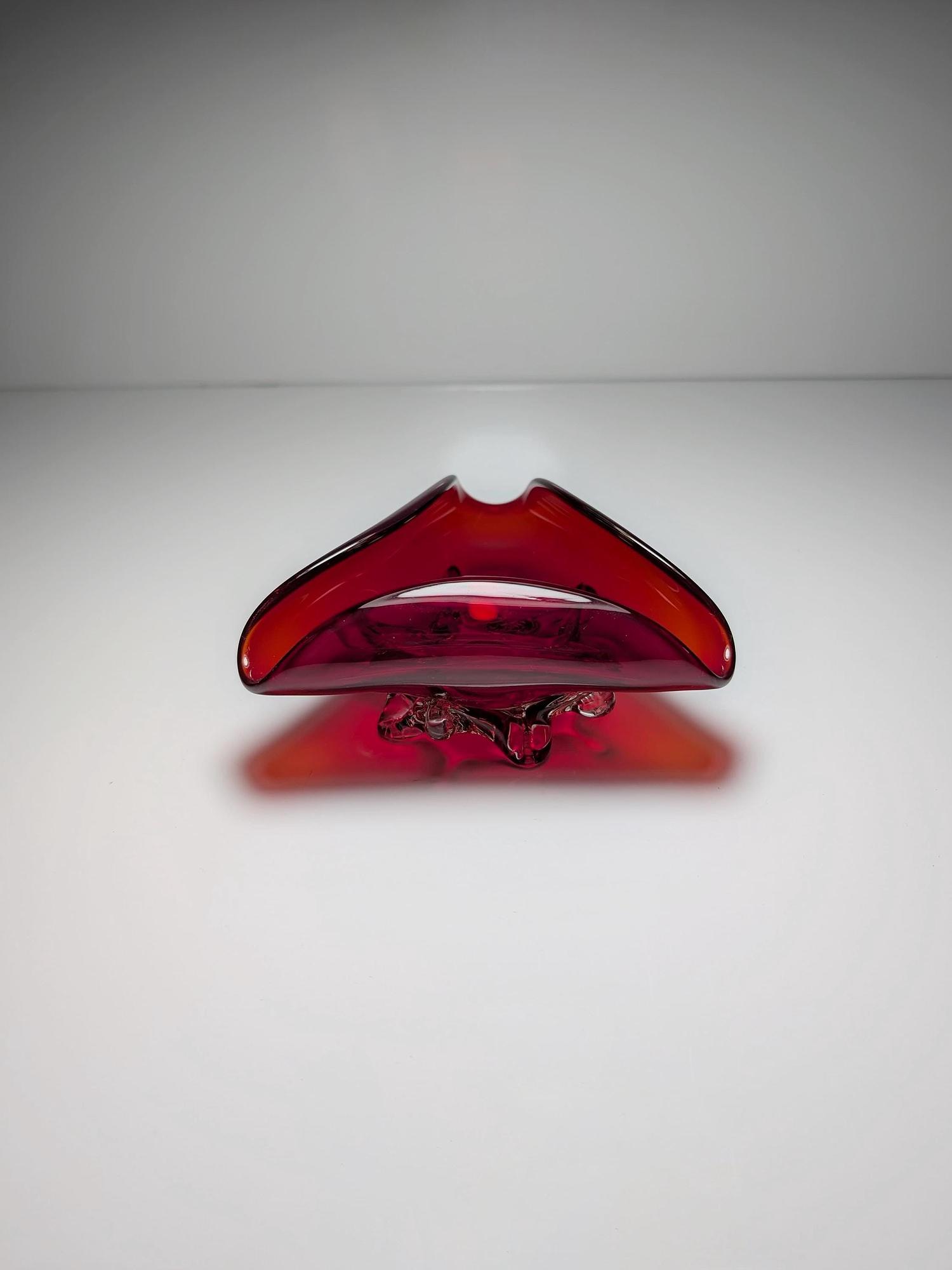 Vintage bowl Murano glass cherry red 1970s 2