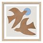 Wooden Picture Brown Bird Clear Glass MDF Beige Brown 0