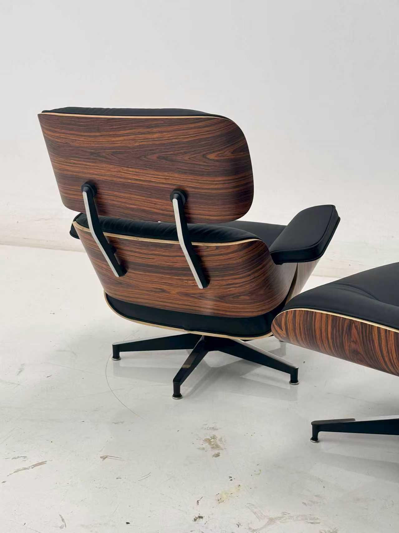 Eames Lounge Chair &amp; Ottoman Leder Holz Schwarz Braun 4