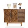 Chest of drawers SANTJAGO WOOD L 95x32x79.5 cm 2 doors 3 compartments Solid fir hjh LIVING 1
