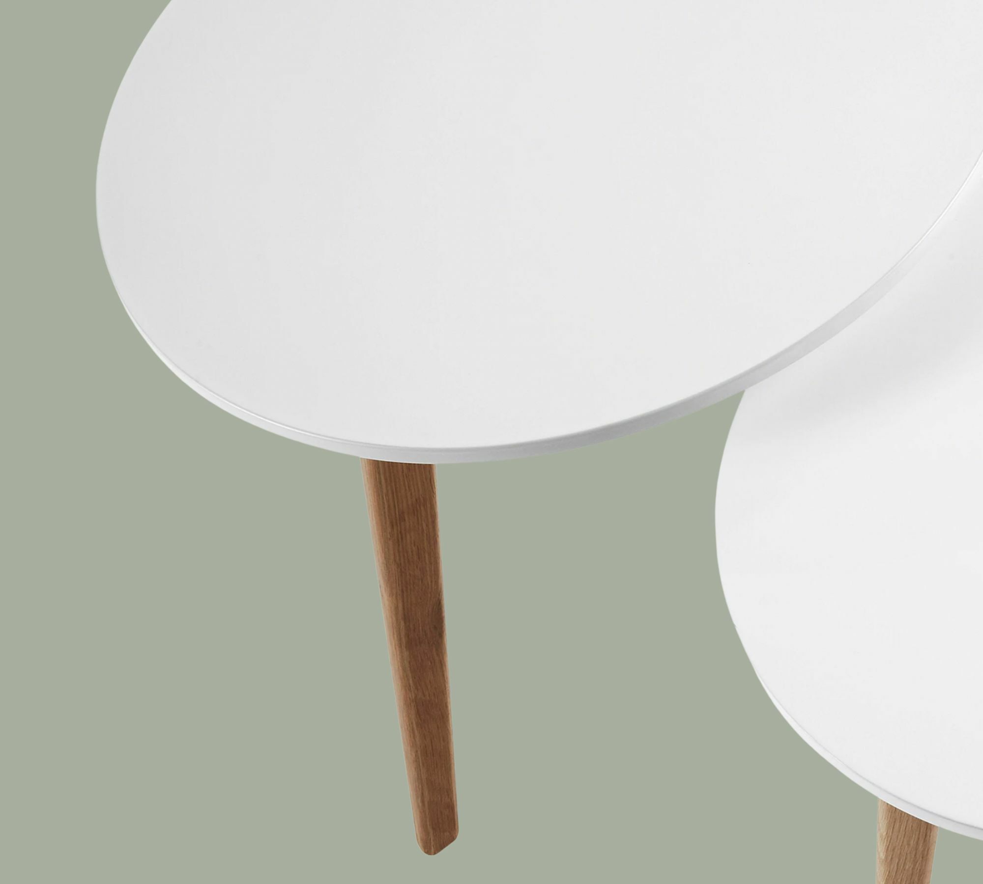 2er Set Beistelltisch Massivholz Weiß 2