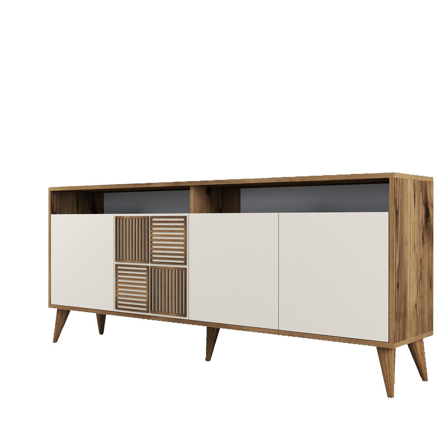 Milan Sideboard Walnussbraun Creme 180cm 5