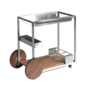 Serving trolley steel walnut wood silver 2