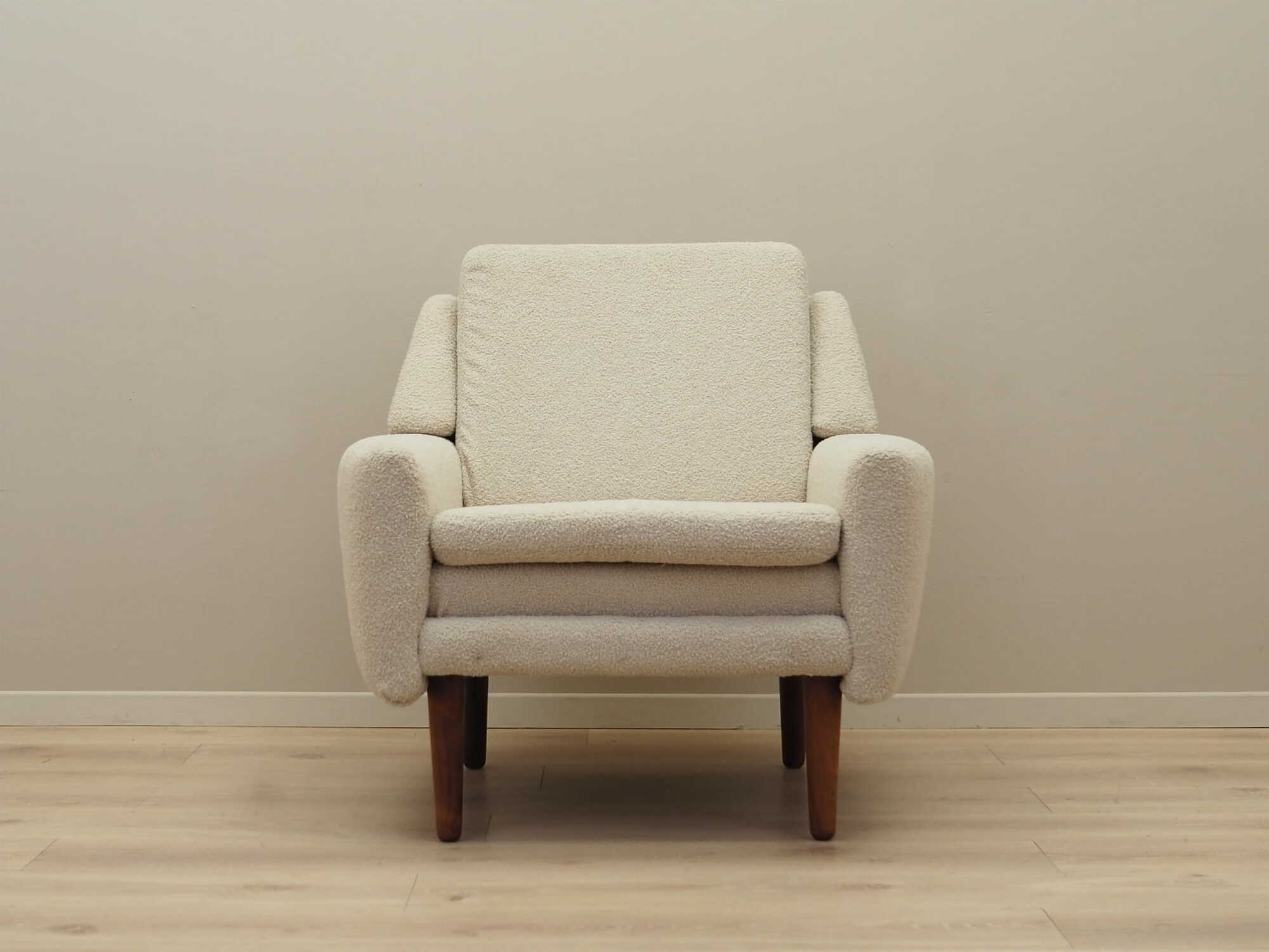 Armchair Textile Wood Cream 1970s 4