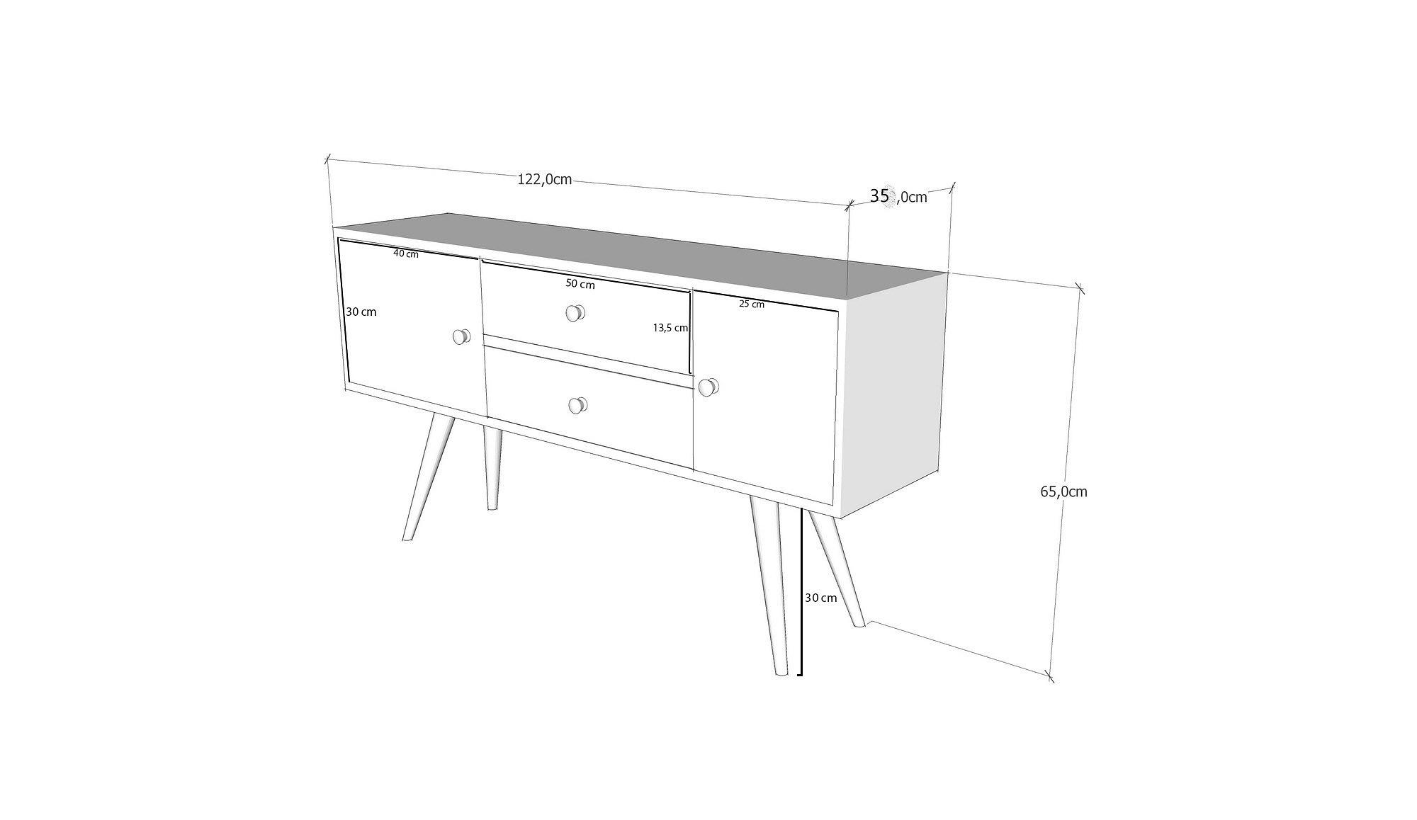 Odense Lowboard Holzfurnier Weiß 3