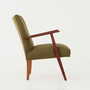 Vintage Stuhl Teakholz Textil Grün 1960er Jahre 7