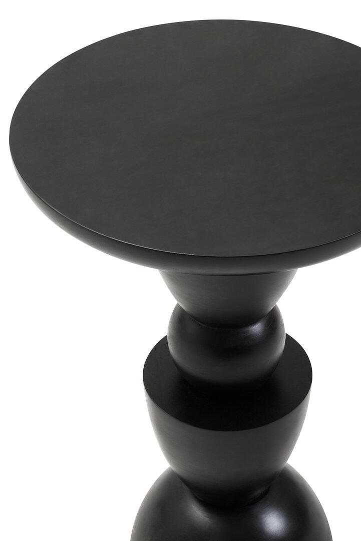 Walsa Circle Column-Detail Side Table Mango Wood Black 6