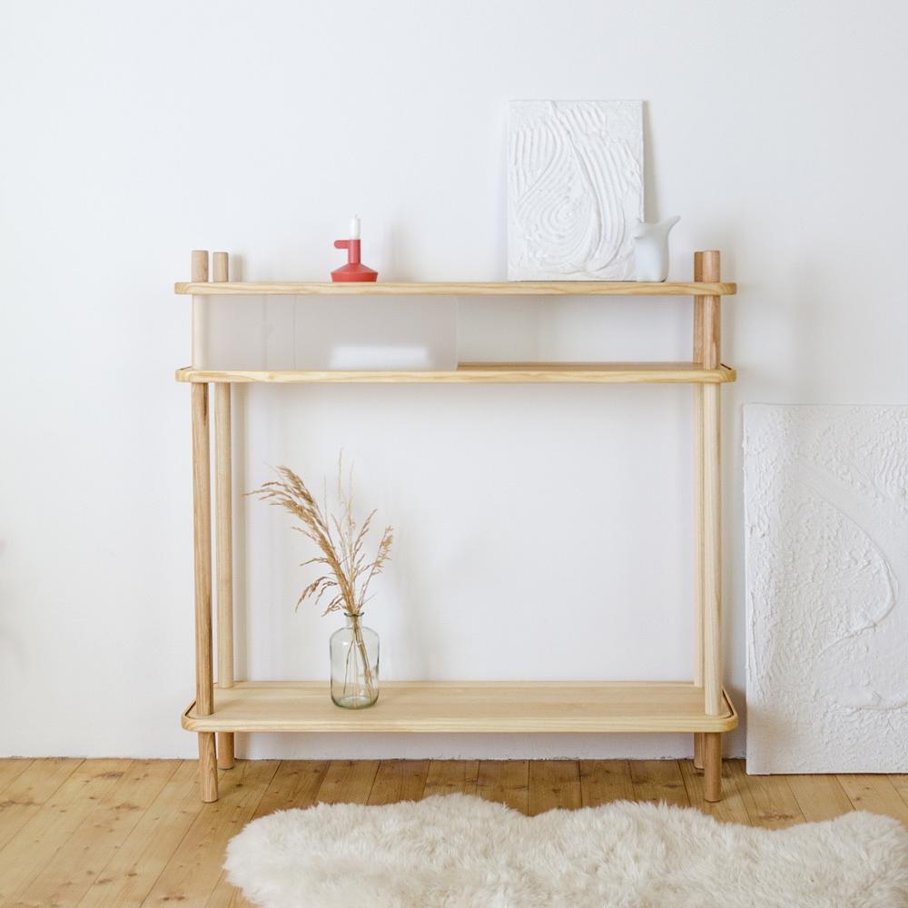 Brilliant 2.5 Shelf Ash wood White Plexiglass 0