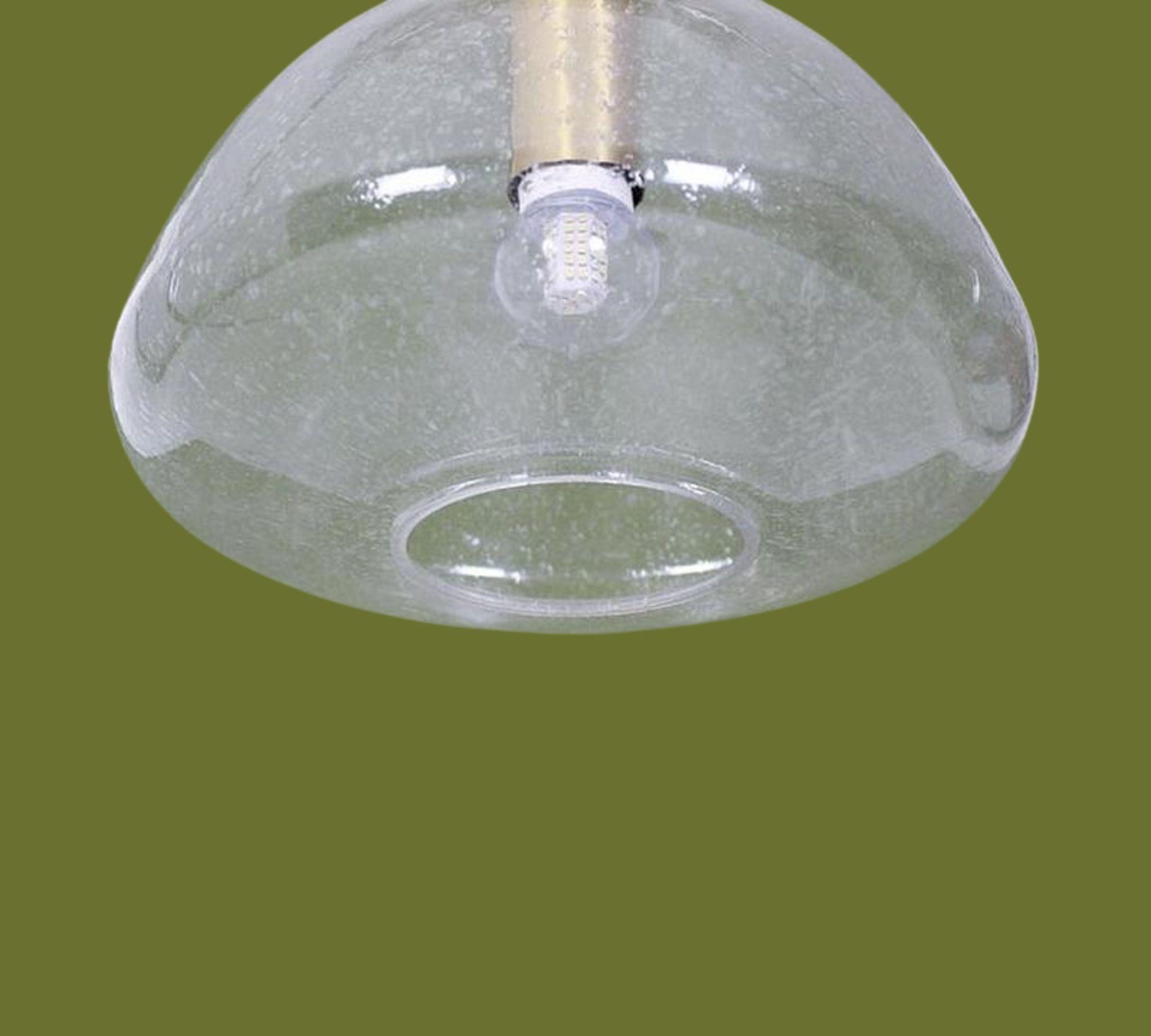 Tulpe Pendelleuchte Eisglas 1960er Jahre 2