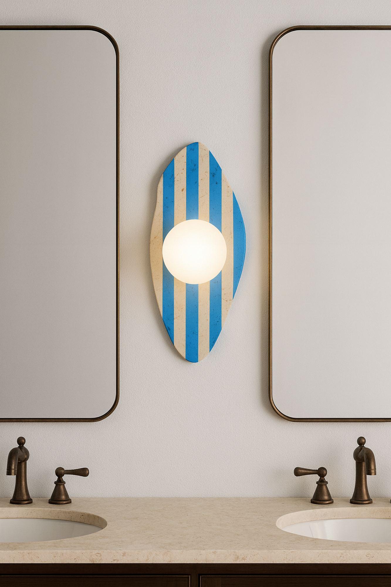 Simple Wandleuchte Travertin Blau 0