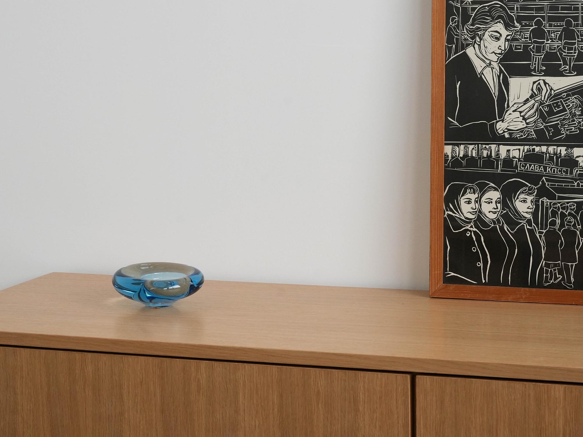 Glass bowl Blue 1960s 1