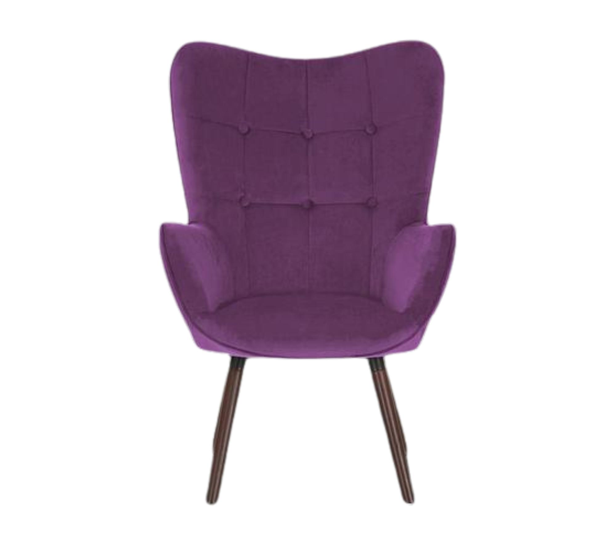 Bridget Sessel Samt Massivholz Violett 1