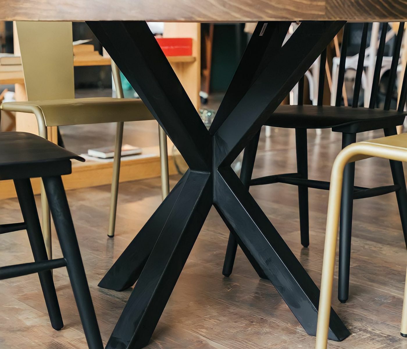 Esstisch Naroa Holz Eisen Weiße Beine Olive 3