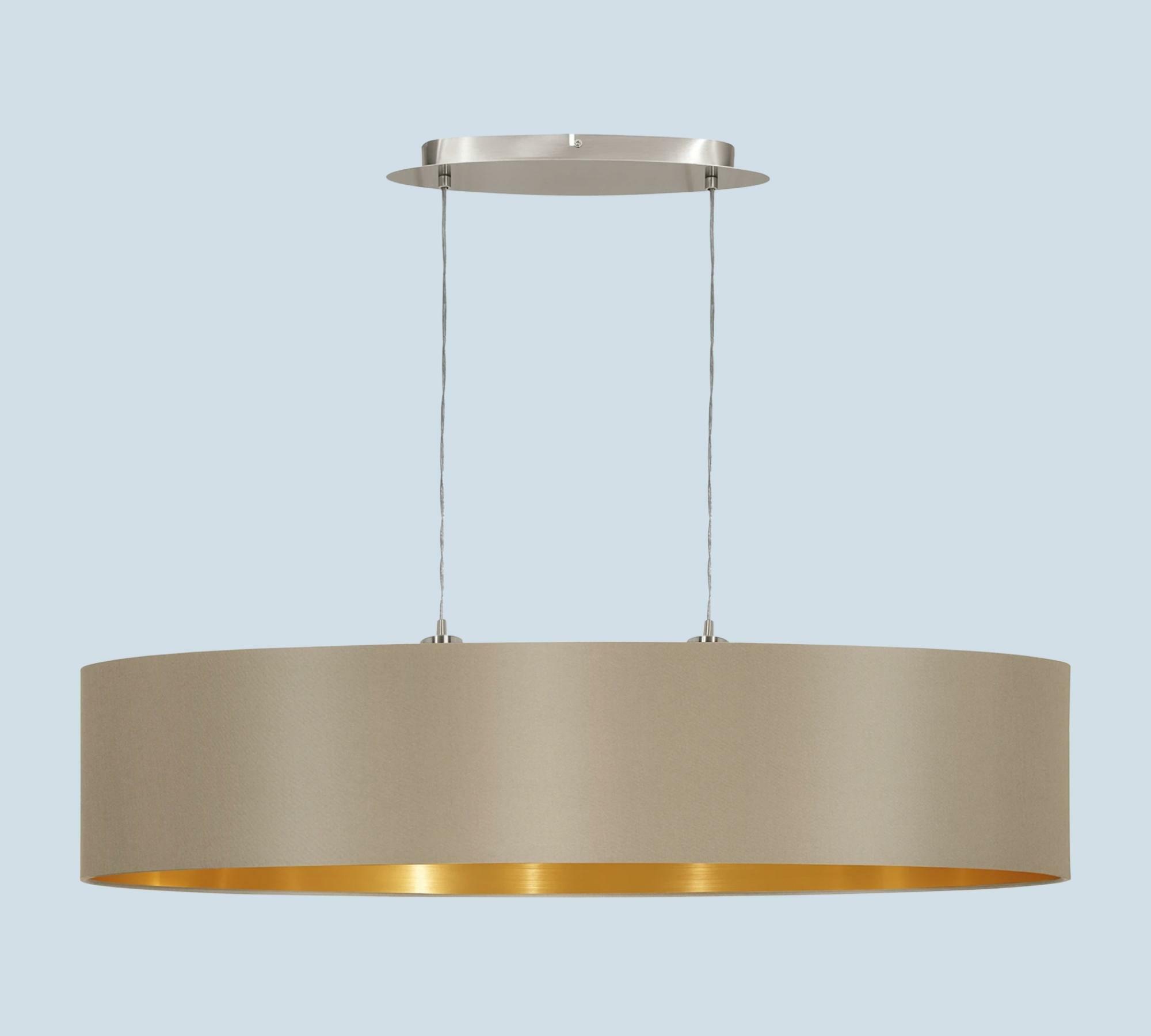 2-Flammige Pendelleuchte Mischgewebe Beige/Gold 1