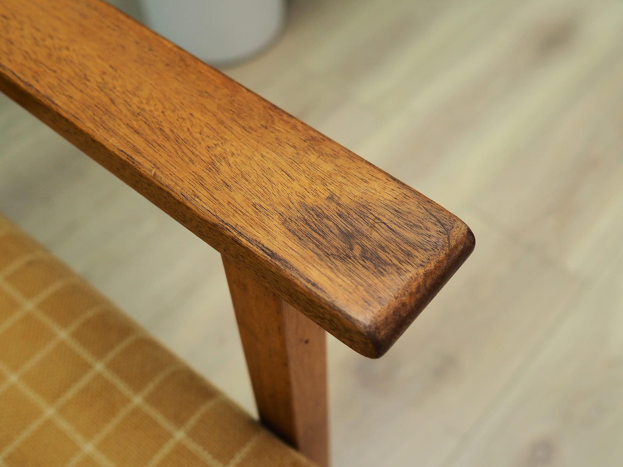 Armchair Teak wood Textile Yellow 1970s 12