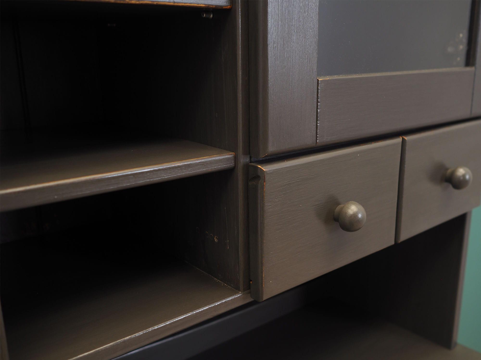 Vintage Schrank Kiefernholz Grau 1980er Jahre 11