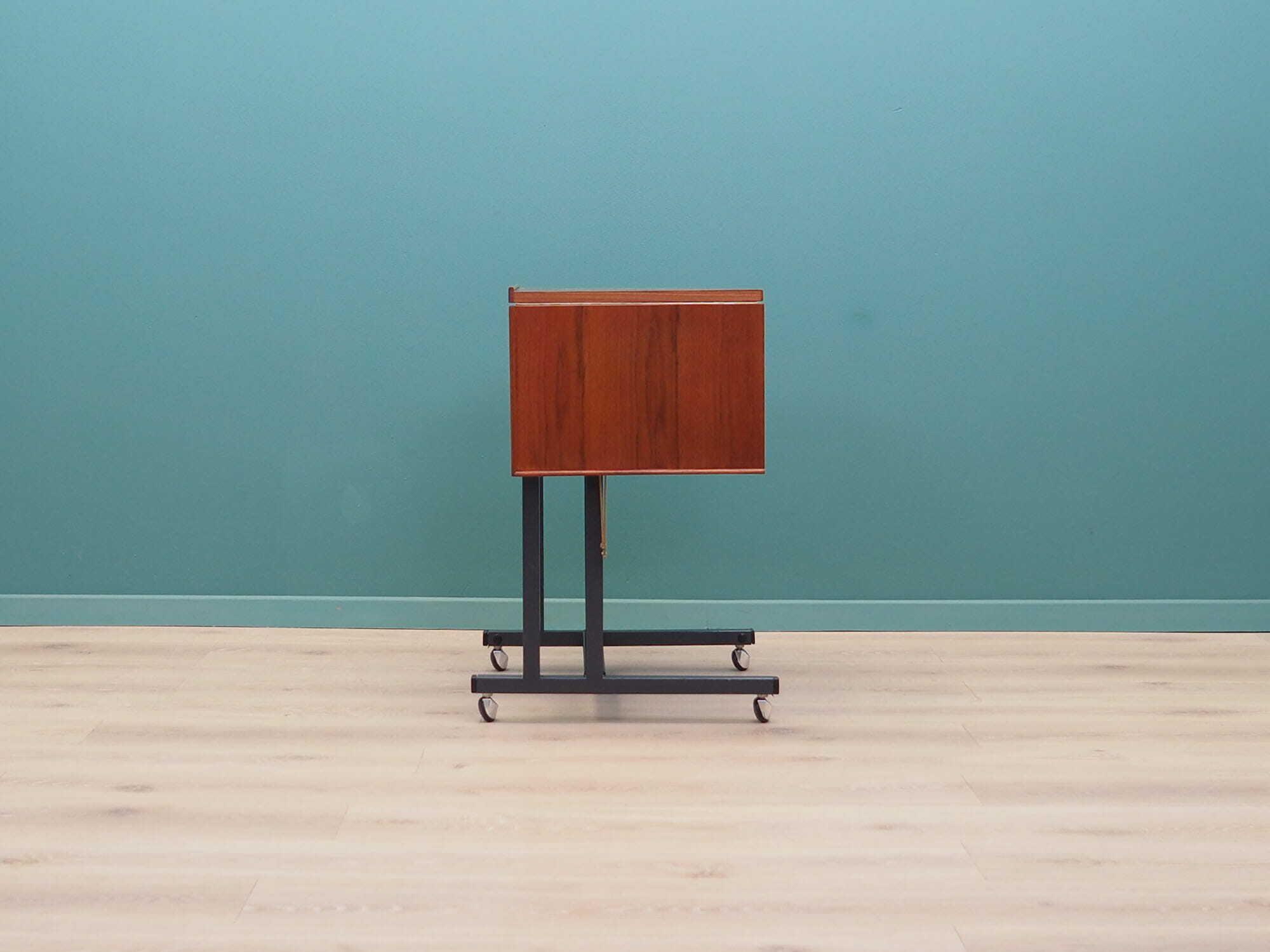 Vintage Table Wood Metal Brown 1970s 4