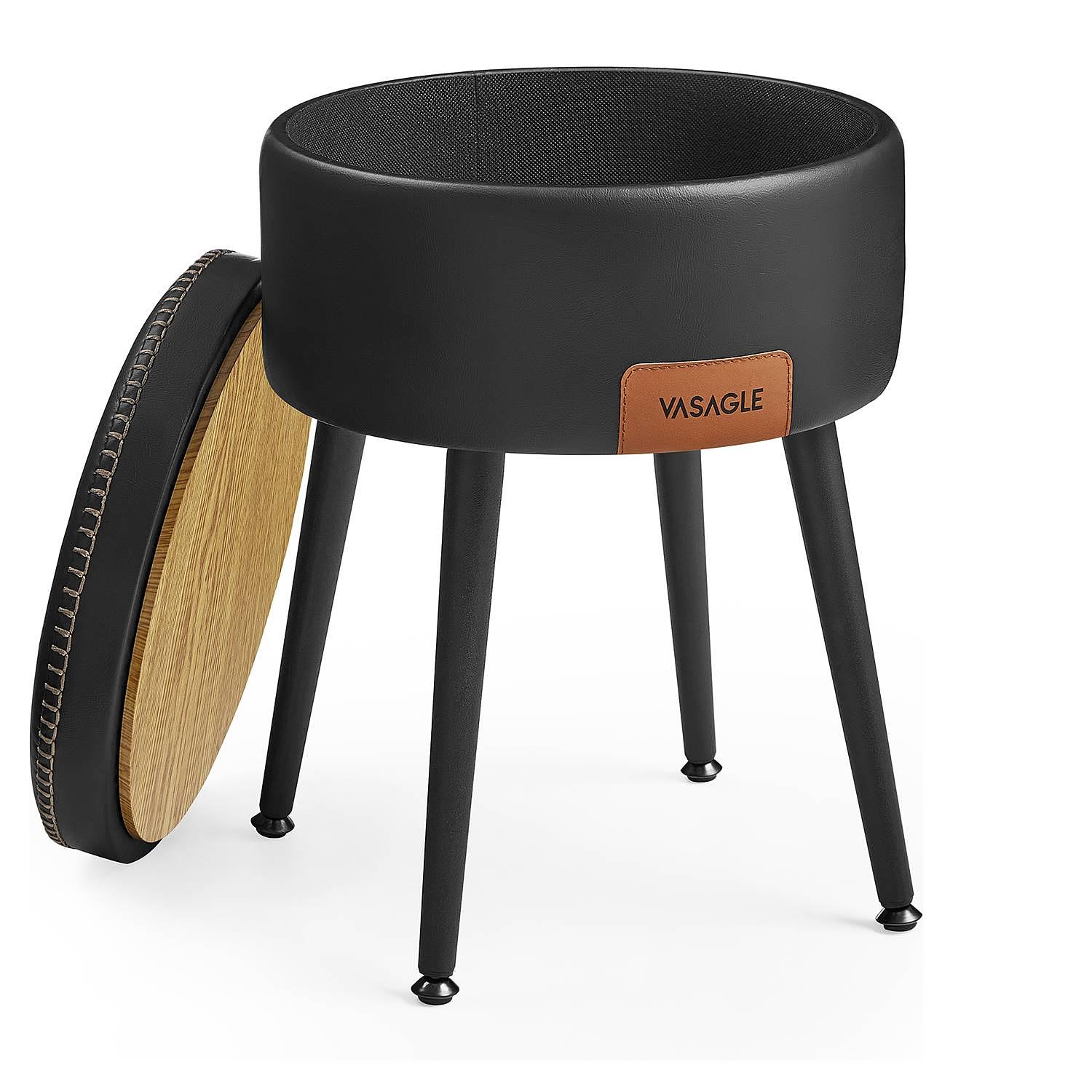 Mangelo Polsterhocker mit Stauraum Schwarz 3