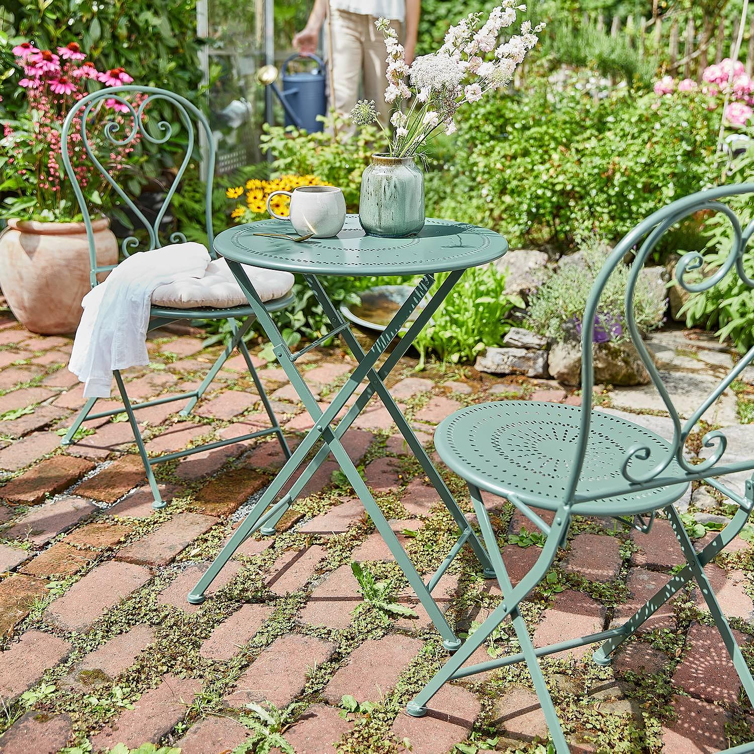 BOVERY Garden Dining Set 3-Piece Iron Green 1