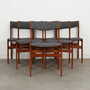 6x Vintage Stuhl Teakholz Textil Braun 1960er Jahre 1