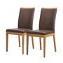 2x Esszimmerstuhl Wildeiche Leder Braun 0