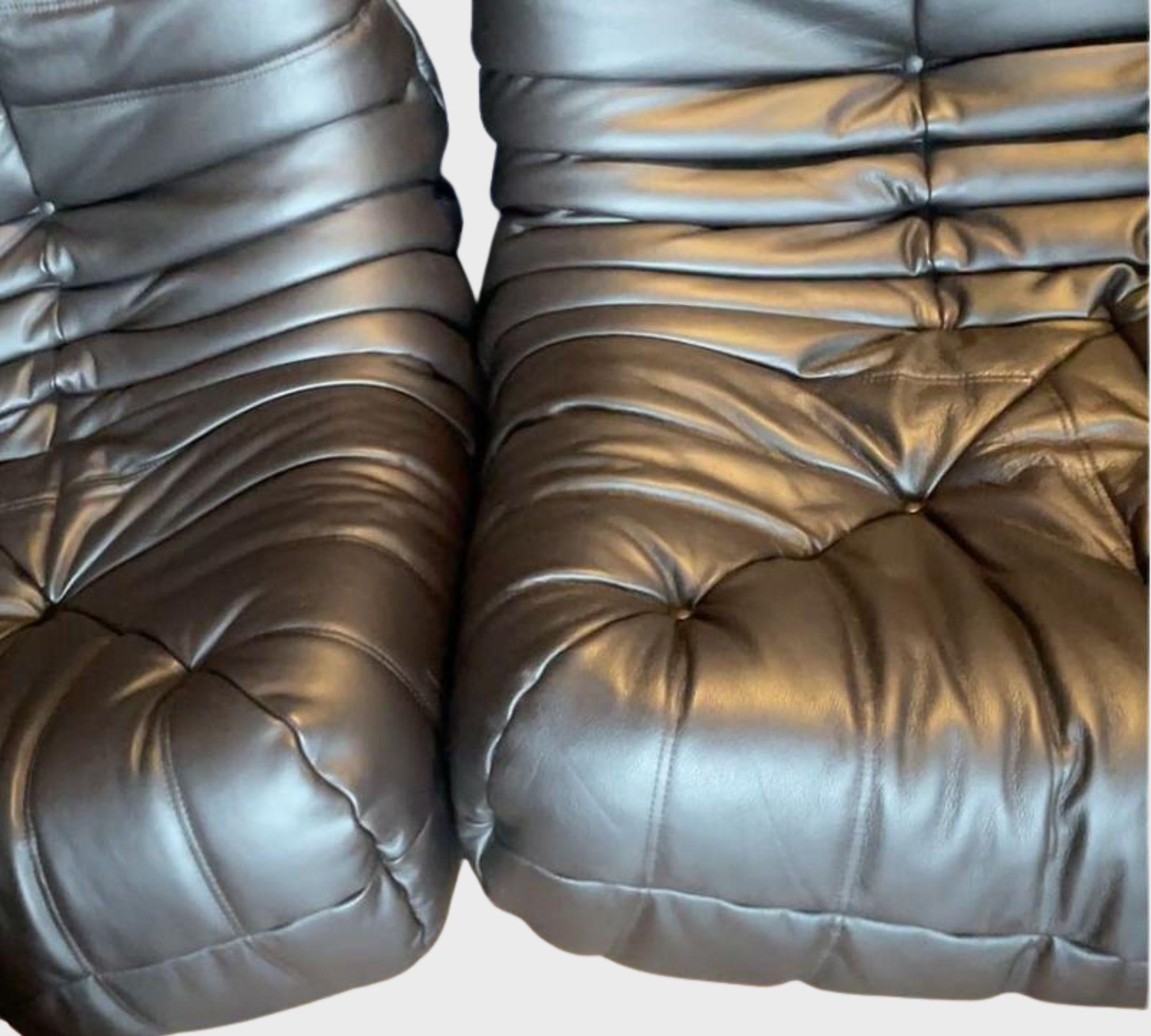 2x Togo Corner Sofa Leather Brown 4