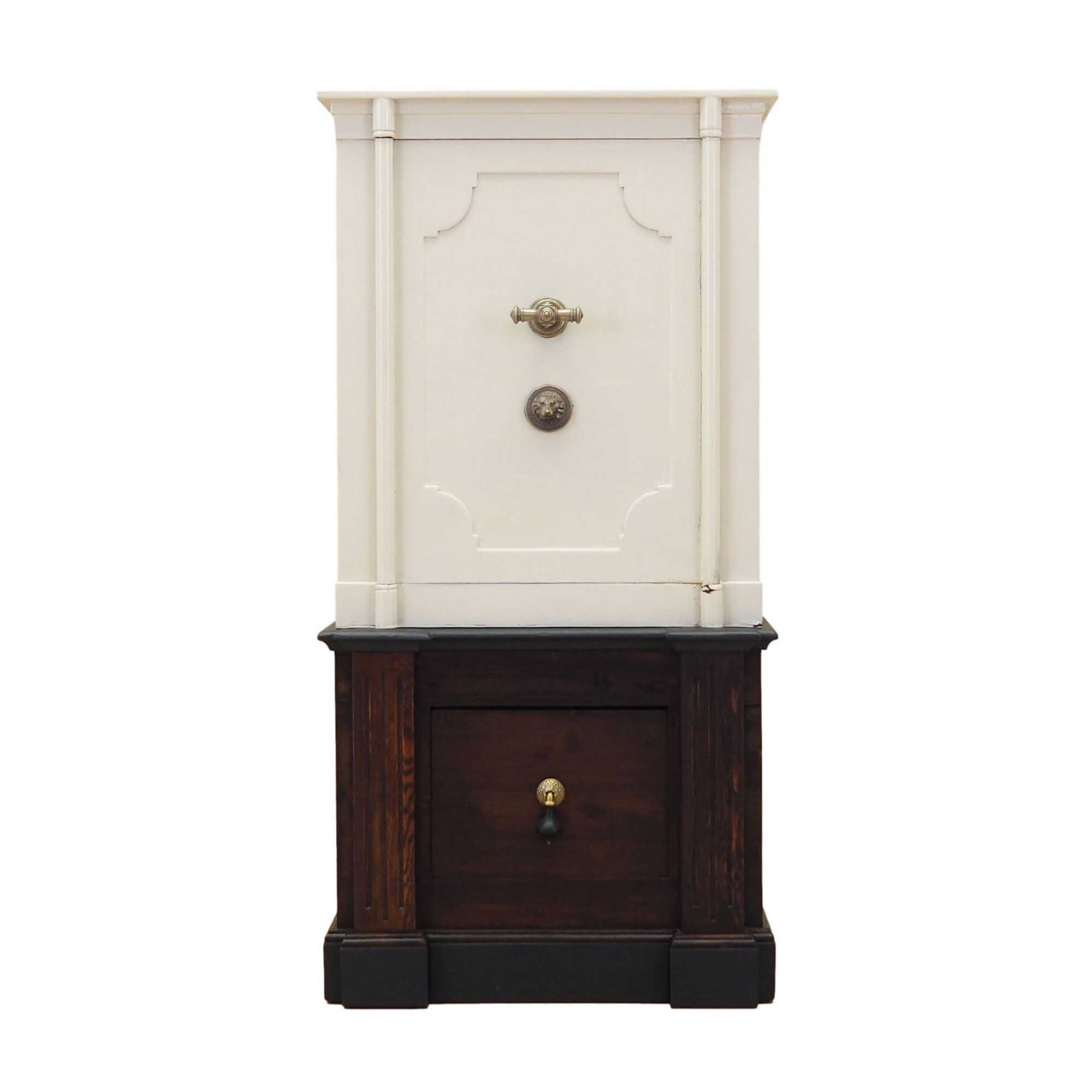 Vintage safe steel wood cream 1950s 0
