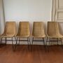 4x Vintage Esszimmerstuhl Rattan Metall 1960er Jahre 7