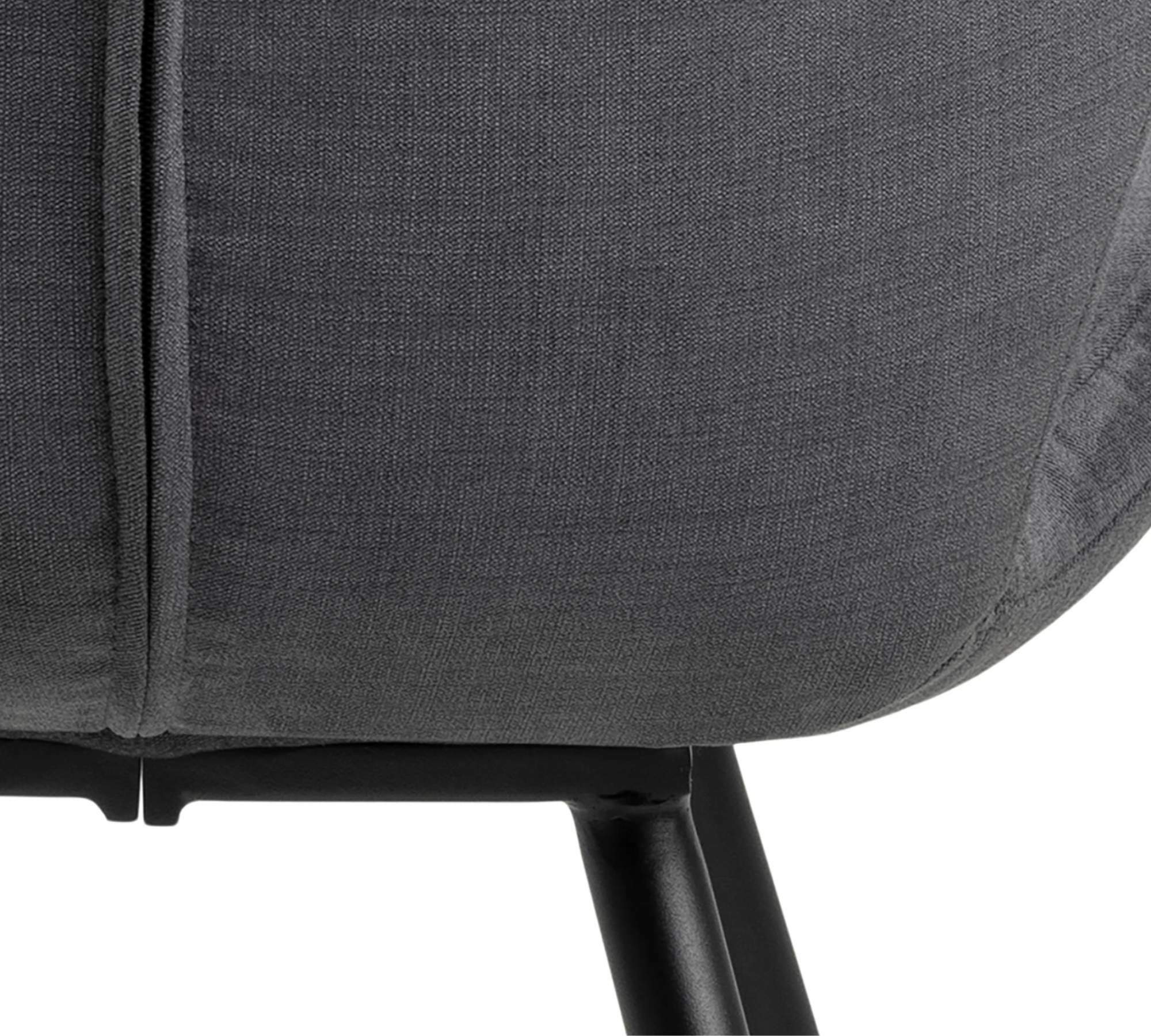 2x Upholstered chair metal fabric black grey 4