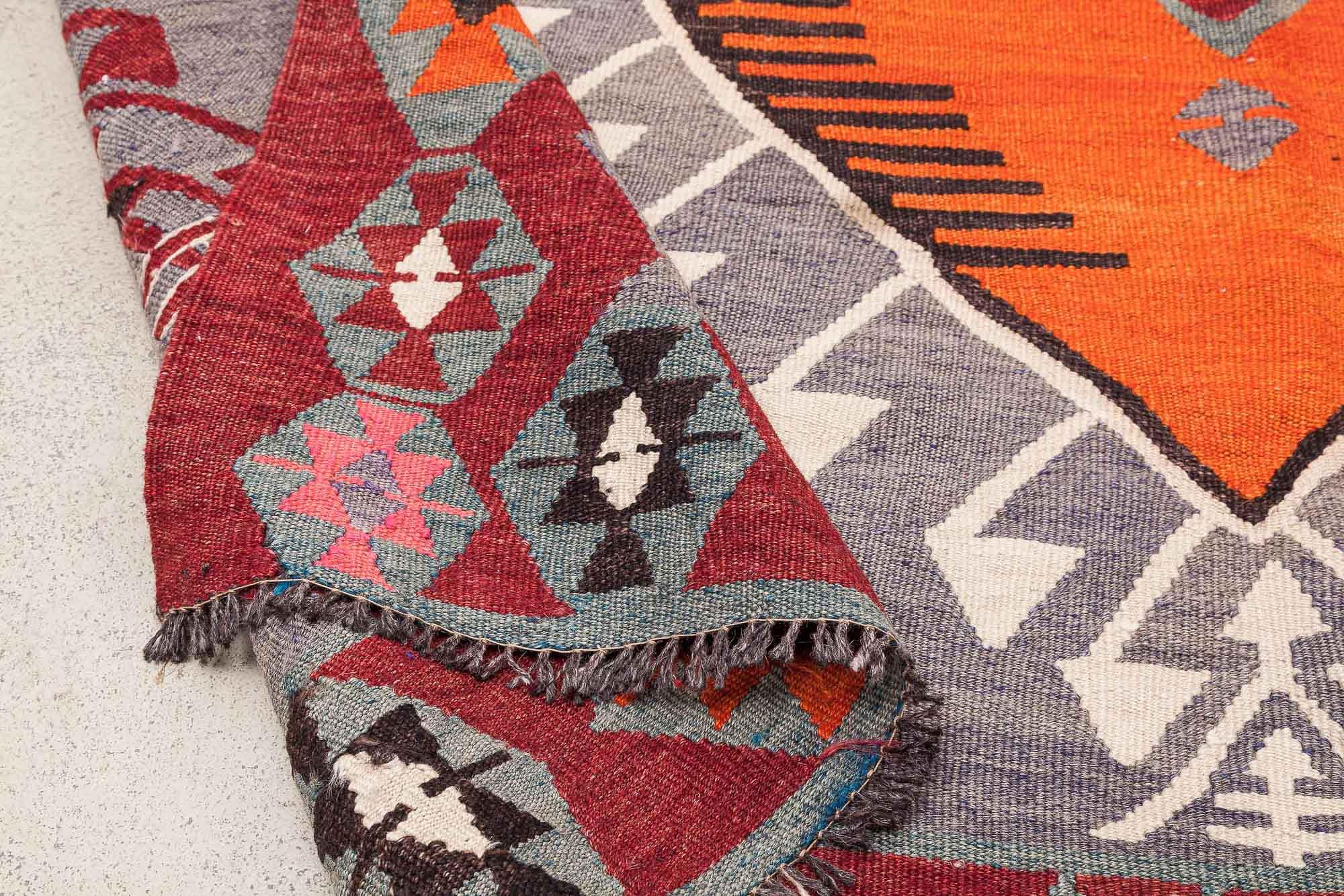 Vintage Kilim Teppich Wolle Mehrfarbig 5
