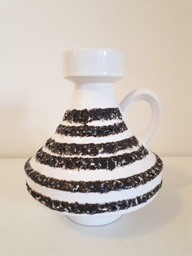 Vintage Vase Keramik Schwarz Weiß 1960er Jahre 1