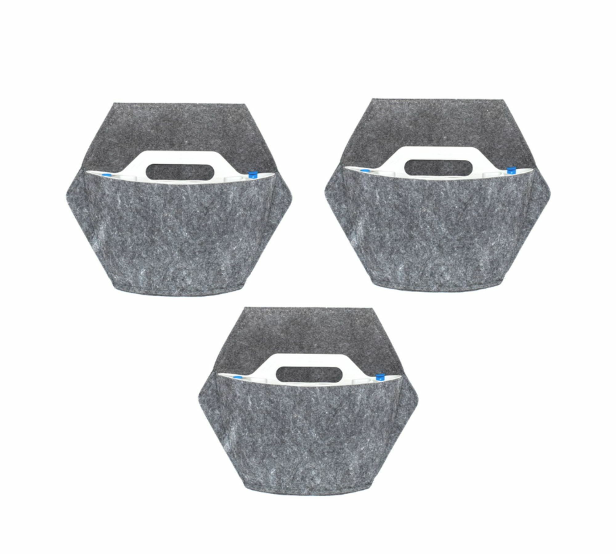 3x Wall planter Gray with textile cover 0