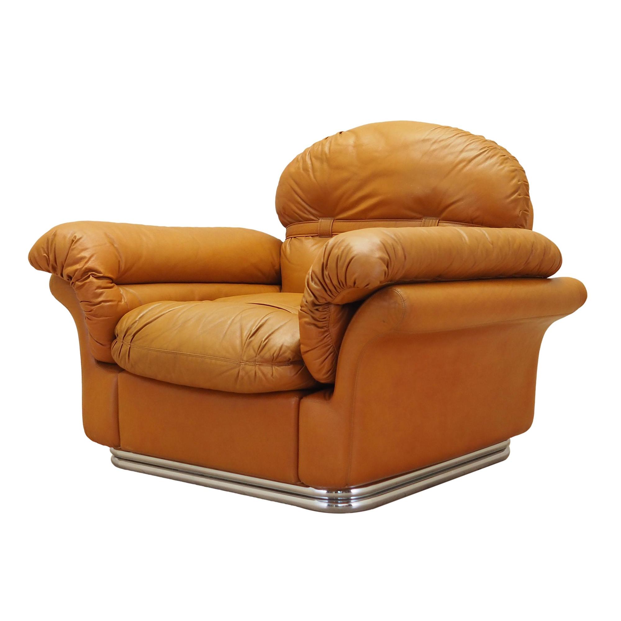 Sessel Leder Braun 1960er Jahre 0