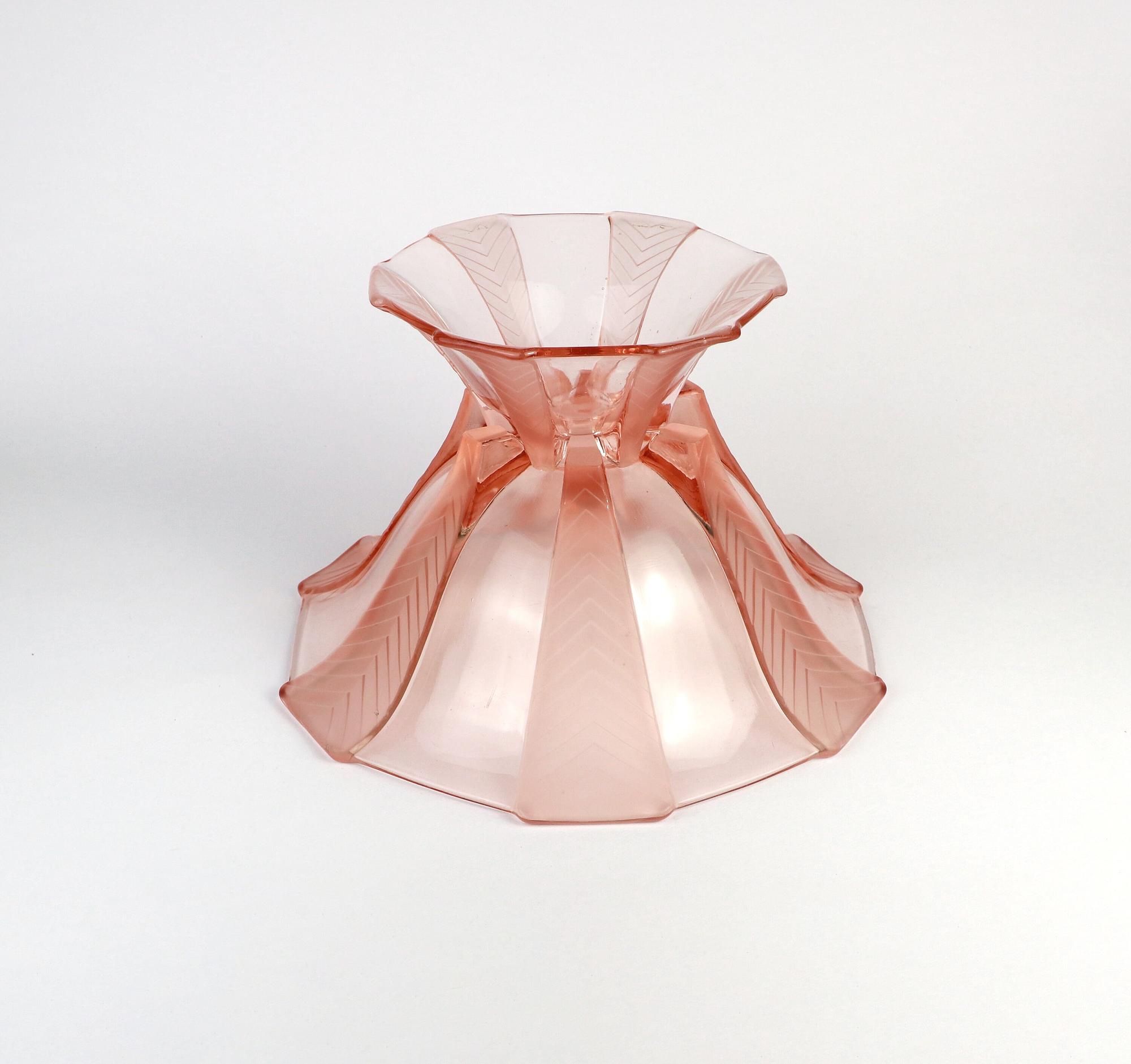 2x Vintage Art Deco Schale Pressglas Rosa 1920er Jahre 1