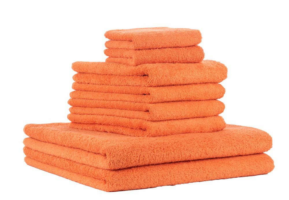 8-tlg. Frottier Handtuch-Set Orange Öko-Tex Standard 100 0