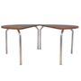 Vintage table, half-round, teak wood, metal, brown, 1970s 0