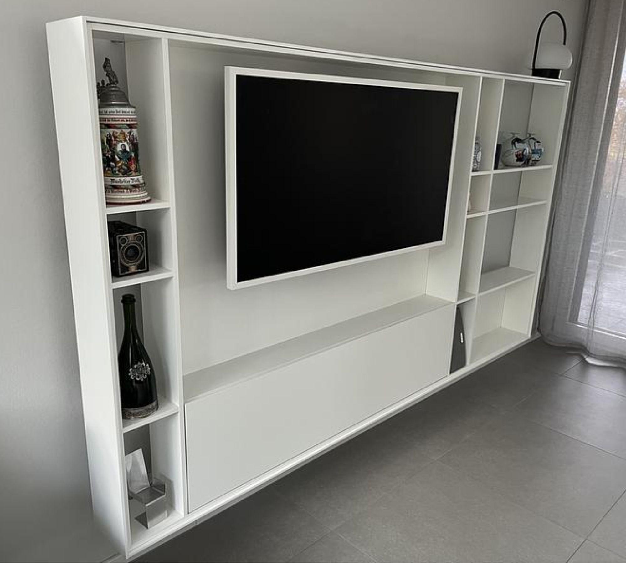 Bookless TV-Regal Holz Glas Weiß 2