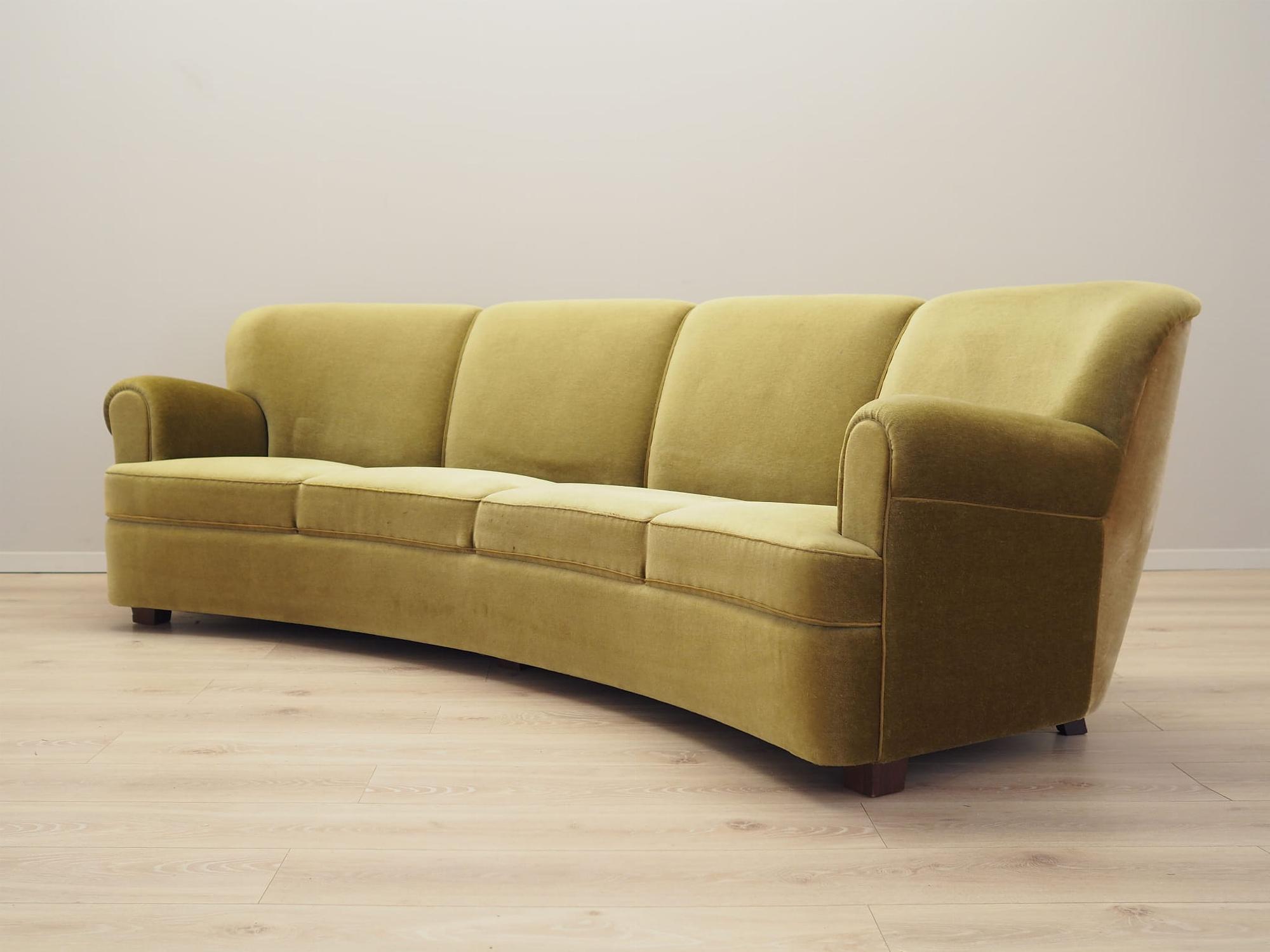 4-Sitzer Sofa Velours Grün 1960er Jahre 2