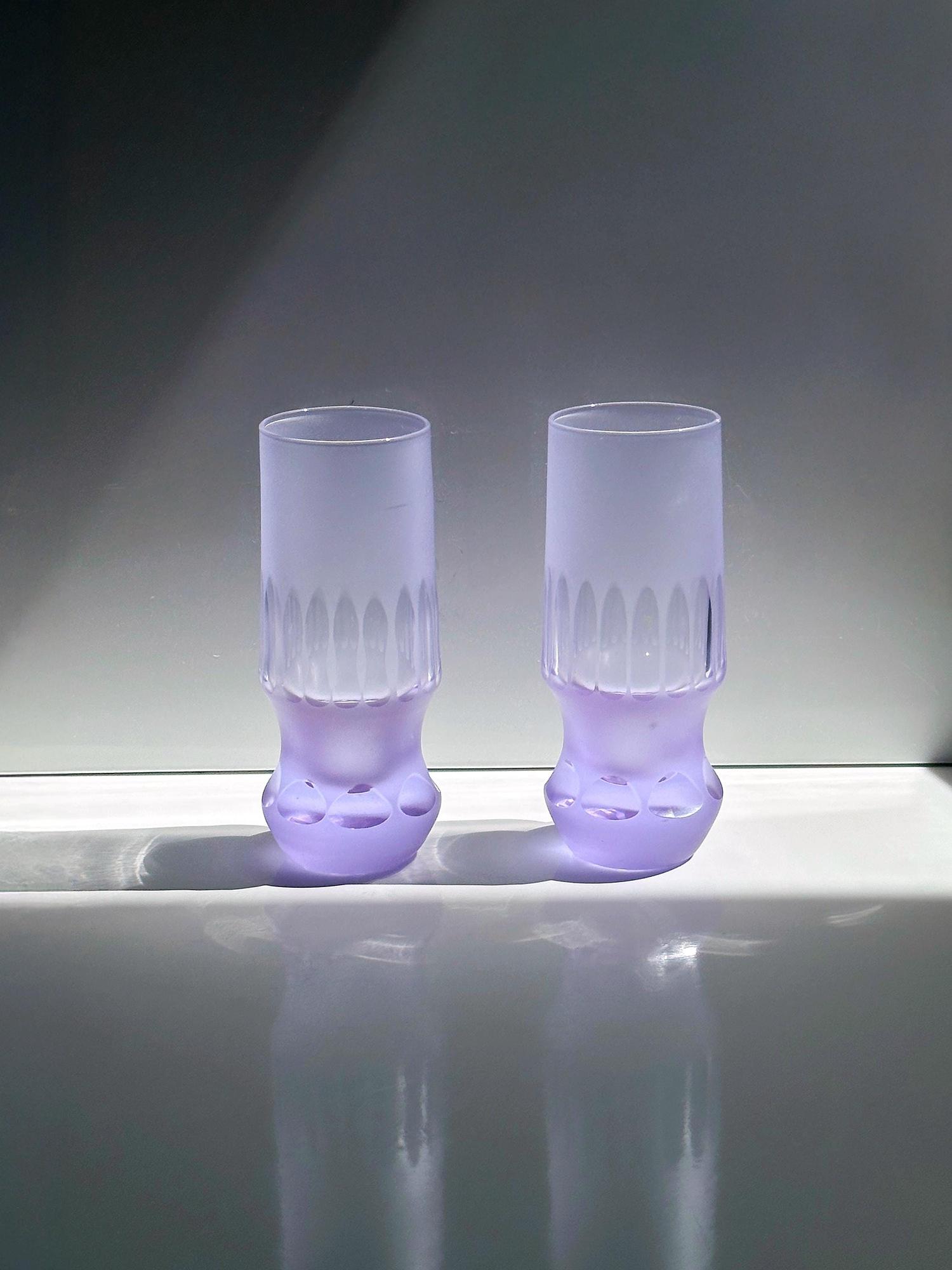 6x Vintage Drinking Glasses Crystal 1970s 3