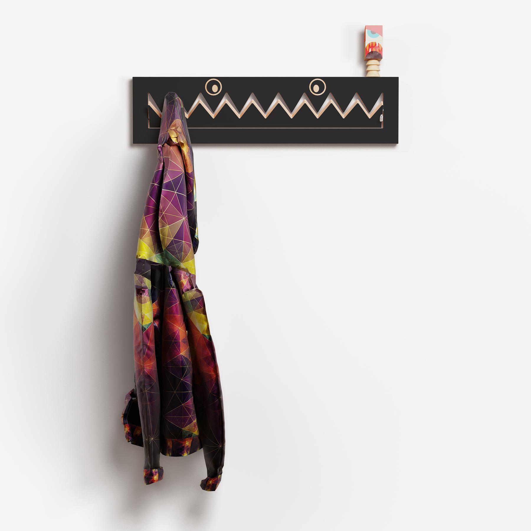 Fläpps Garderobe Monsterhäng Schwarz 80 x 20cm 0