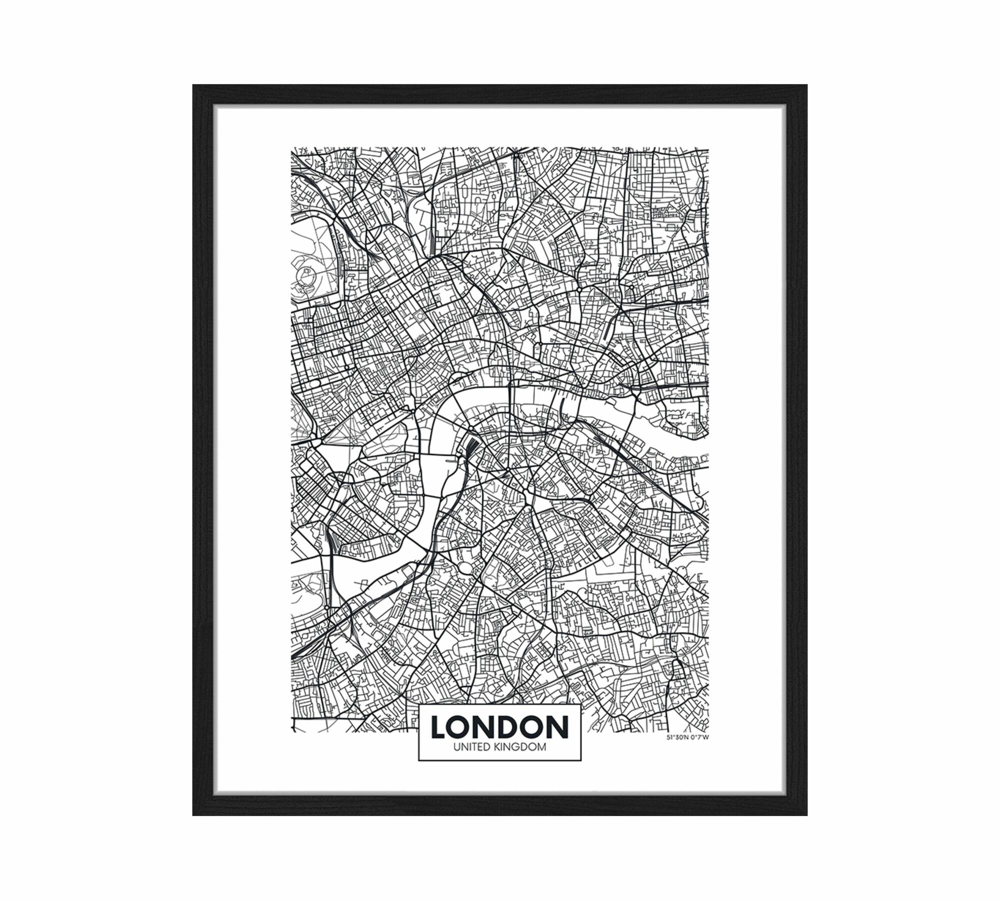 London City Map Kunstdruck mit Rahmen Mehrfarbig 0