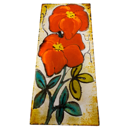 Vintage Wandfliese Keramik Blume Rot 0