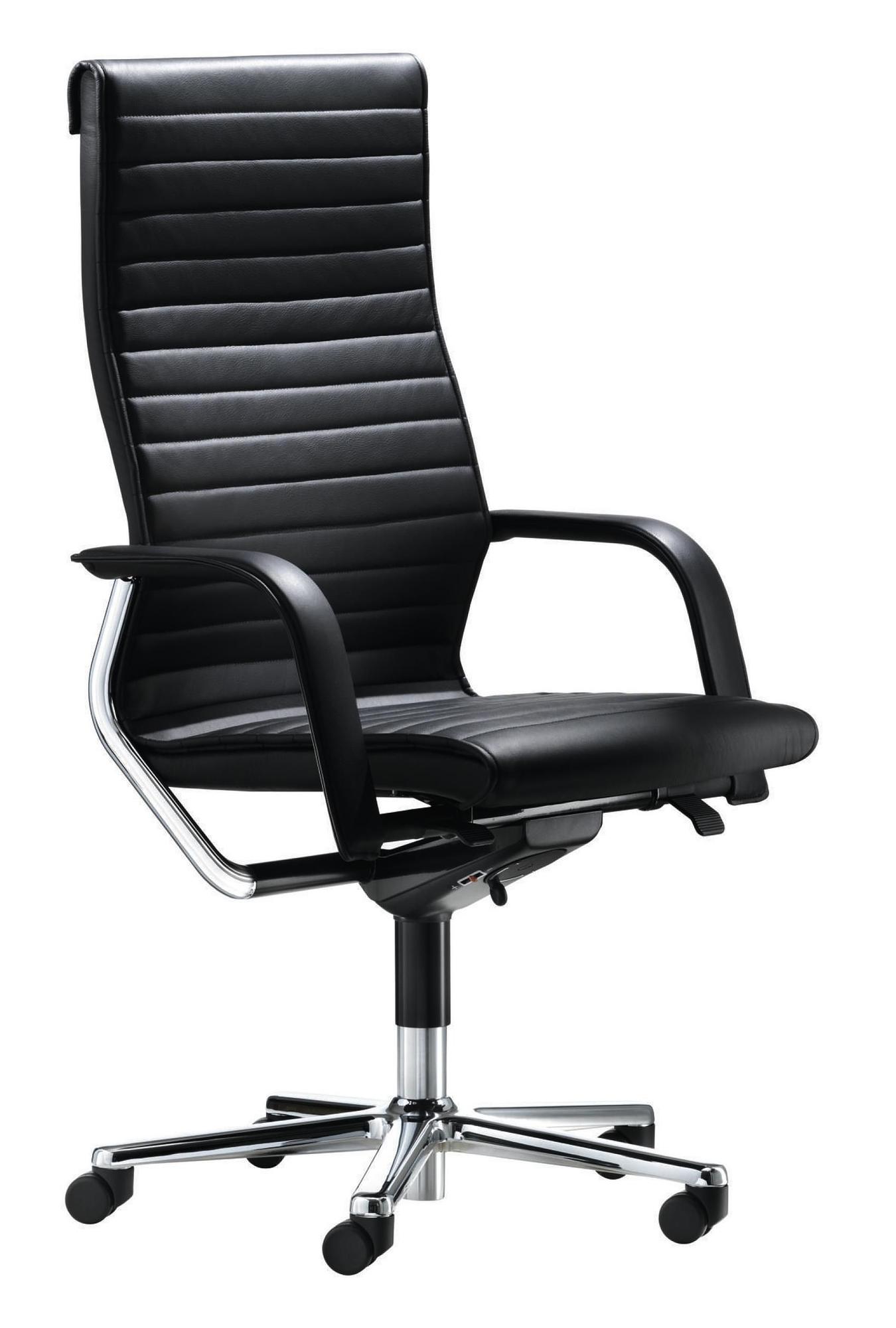 FS Management Drehstuhl Leder Chrom Schwarz 0