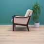 Vintage armchair wood fabric cream 1970s 4