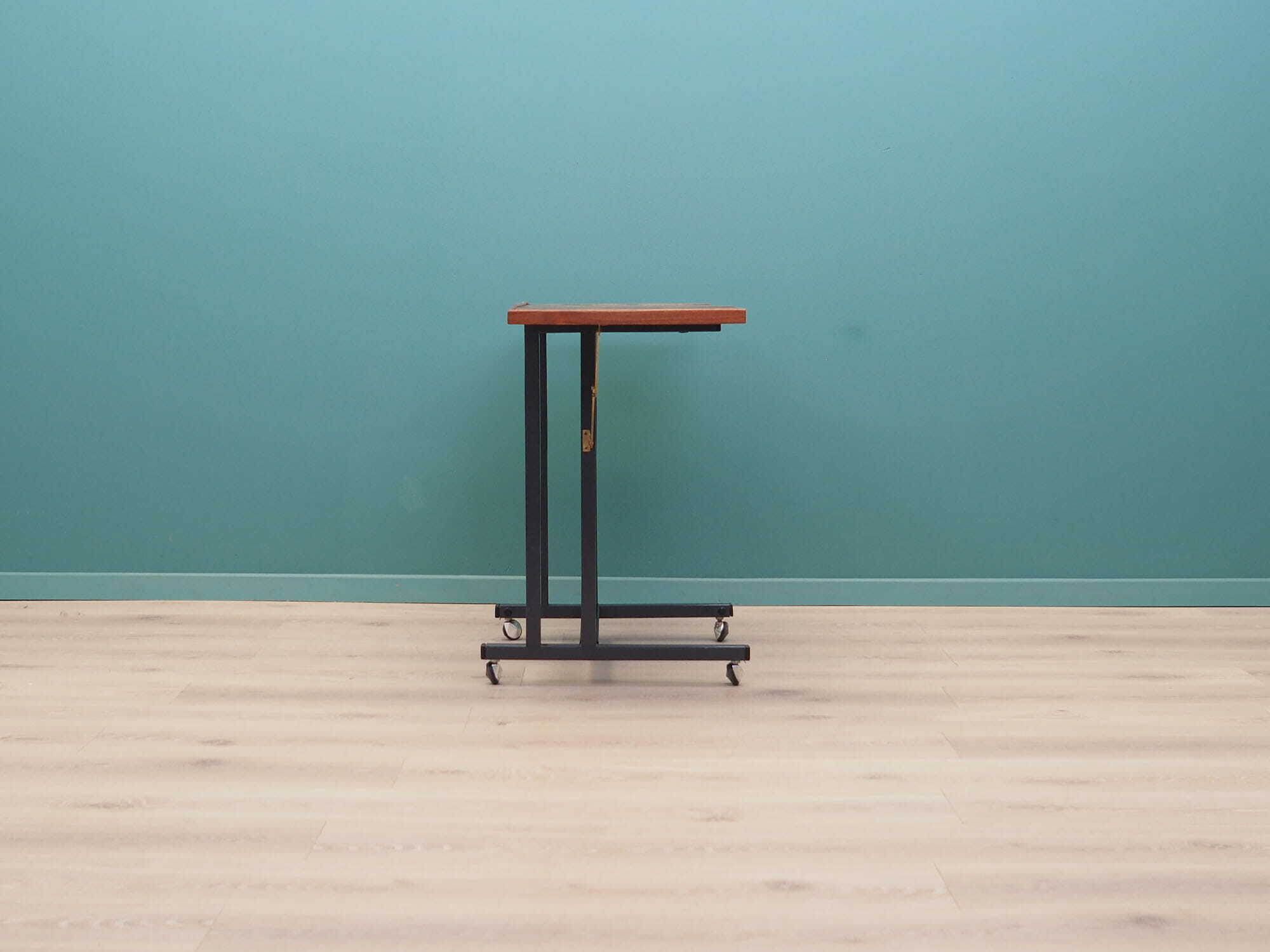 Vintage Table Wood Metal Brown 1970s 3