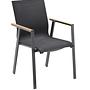 Soul Stuhl Stapelbar Aluminium mit Teak-Armlehne Anthrazit 1